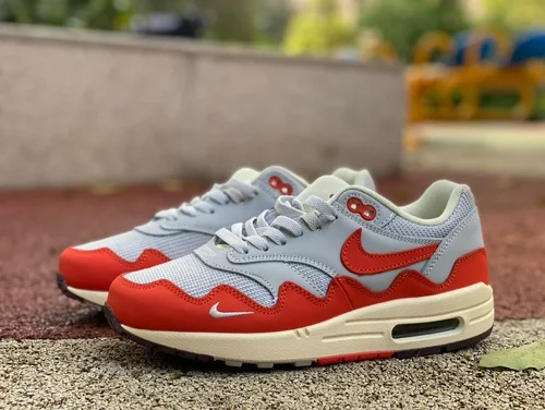 Nike Air Max 1 '87 Grey Red Running Shoes DH1348-600