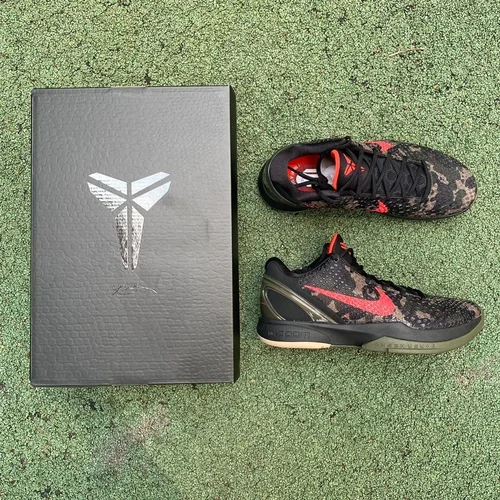 Nike Kobe 6 Camo - Black Red Basketball Shoes