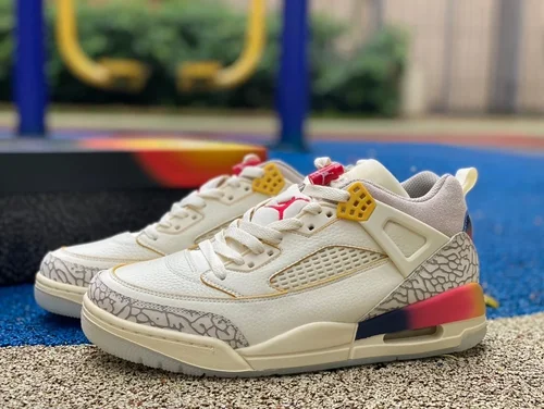 Nike Air Jordan Spizike Low in White Blue and Red