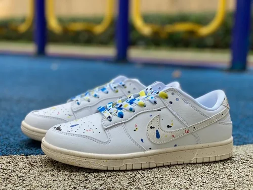 Nike Dunk Low FC2025-305 Beige Blue Graffiti Retro Sneakers