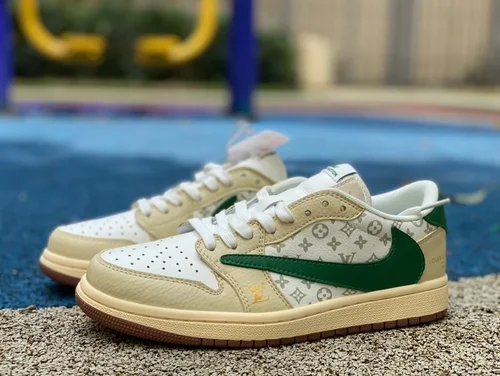 Travis Scott x Louis Vuitton x Air Jordan 1 Low LX1988-300 Yellow Green Retro