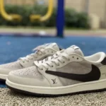 Travis Scott x Louis Vuitton x Air Jordan 1 Low LX1988-100 White Grey Brown Retro