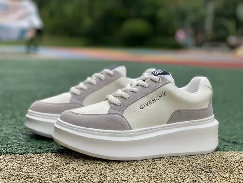 Givenchy City Court Leather Sneakers in White & Grey