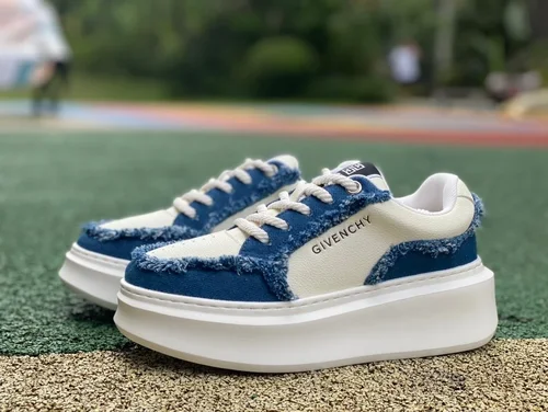 Givenchy City Court Leather Sneakers in White & Blue