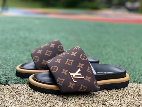 Louis Vuitton Comfort Black Brown Slides