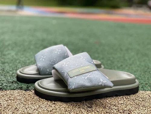 Louis Vuitton Comfort Blue Green Slides