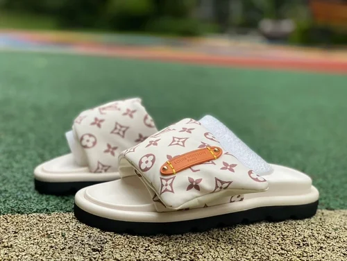 Louis Vuitton Comfort White Brown Slides