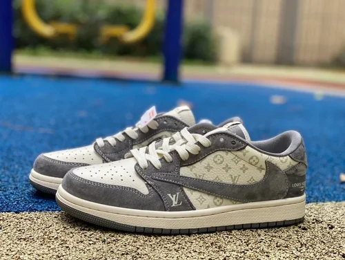 Travis Scott x Louis Vuitton x Air Jordan 1 Low SJ2068-001 White Grey Retro