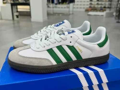 Adidas Samba Vegan White Grey Green Retro Sneakers IG1024