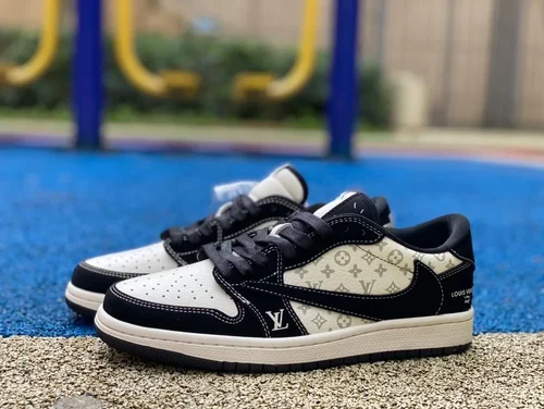 Travis Scott x Louis Vuitton x Air Jordan 1 Low LX1988-200 Black White Retro