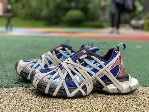 Balenciaga 3XL Spider Blue Pink Silver Vintage Dad Shoes with Laces