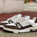 Louis Vuitton Trainer White Brown G Version