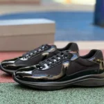 PRADA Black Patent Leather Low Top Casual Sneakers