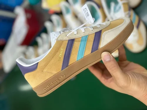 Adidas Gazelle Indoor Khaki Purple Blue Retro Sneakers IG1636