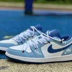 Air Jordan 1 Low 553558-414 White Blue Strap Retro