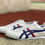 Onitsuka Tiger Mexico 66 Low-Top Sneakers in White Blue & Red