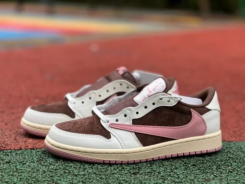 Travis Scott x Air Jordan 1 Low DZ4137-206 White Wine Red Pink Reverse Swoosh