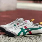 Onitsuka Tiger Mexico 66 Low-Top Sneakers in White Grey Green & Red