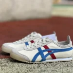 Onitsuka Tiger Mexico 66 Low-Top Sneakers in White Grey Blue & Red