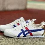 Onitsuka Tiger Mexico 66 Low-Top Sneakers in White Blue Red & Gold