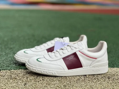 Valentino UPVILLAGE Leather Sneakers in White & Red