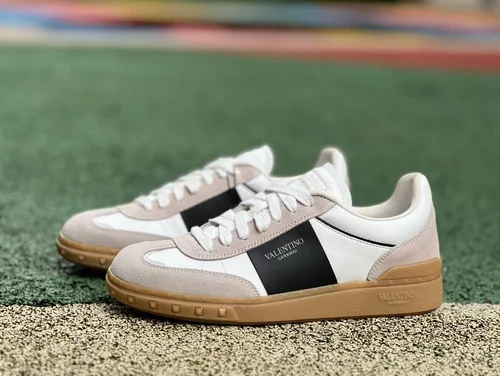 Valentino UPVILLAGE Leather Sneakers in White Grey & Black