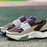 Valentino GARAVANI Leather Sneakers in White Brown & Purple