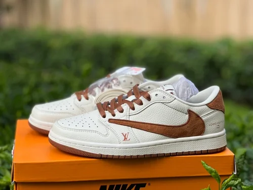 Travis Scott x Air Jordan 1 Low LX1988-900 White Brown LV Collaboration