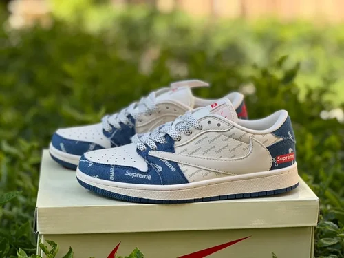 Supreme x Travis Scott x Air Jordan 1 Low LJ5188-001 White Red Blue Retro