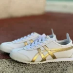 Onitsuka Tiger Mexico 66 Low-Top Sneakers in White & Gold