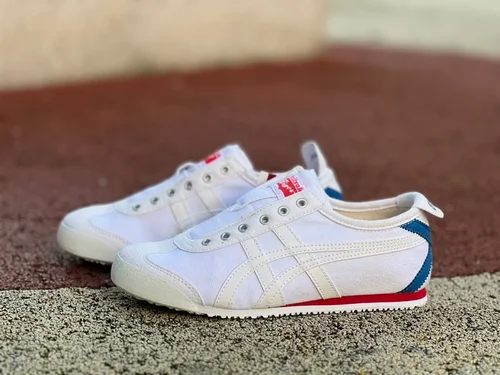 Onitsuka Tiger Mexico 66 Slip-On Sneakers in White Blue & Red