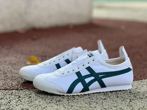 Onitsuka Tiger Mexico 66 Slip-On Sneakers in White & Aqua Green