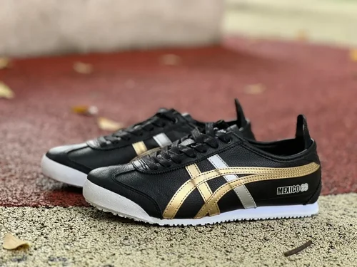 Onitsuka Tiger Mexico 66 Low-Top Sneakers in Black & Gold