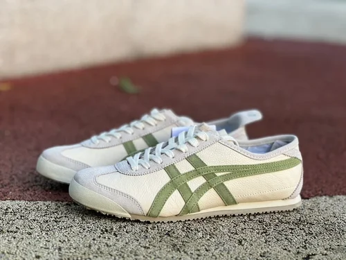 Onitsuka Tiger Mexico 66 Low-Top Sneakers in Beige & Green