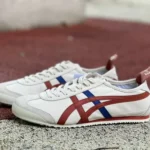 Onitsuka Tiger Mexico 66 Low-Top Sneakers in White Wine Red & Blue