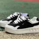 Valentino Round-Toe Lace-Up Sneakers in Black & White