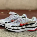 Nike P-6000 White Silver Black Red Retro Running Shoes BV1021-101