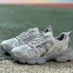 Dior Chrono Silver Grey Round Toe Lace-Up Running Shoes