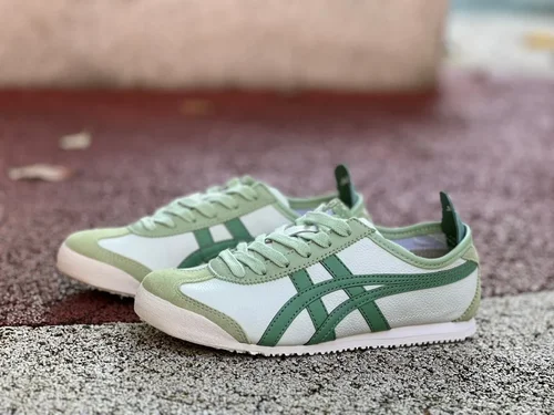 Onitsuka Tiger Mexico 66 Low-Top Sneakers in White & Green