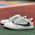 Louis Vuitton x Travis Scott x Air Jordan 1 Low YQ2088-688 White Blue Red Retro