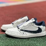 Louis Vuitton x Travis Scott x Air Jordan 1 Low SJ2068-004 White Blue Print Retro