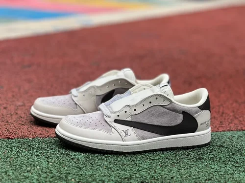 Louis Vuitton x Travis Scott x Air Jordan 1 Low LX1988-10 White Grey Black Retro