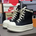 RICK OWENS High Top Black White Sneakers