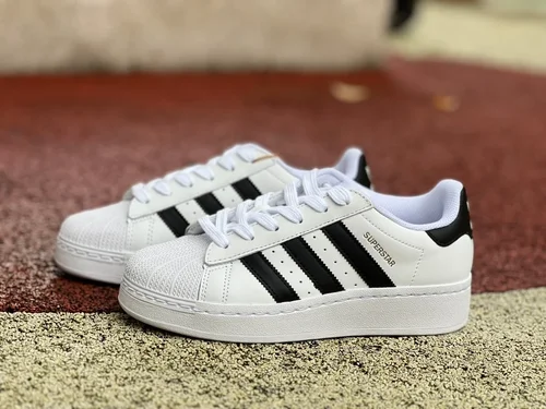 Adidas Superstar XLG Black White Gold Thick Sole Sneakers IF9995