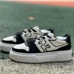 Fendi Match Black White Calfskin Round Toe Low Top Sneakers