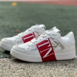 Valentino VL7N Leather Sneakers in White & Red