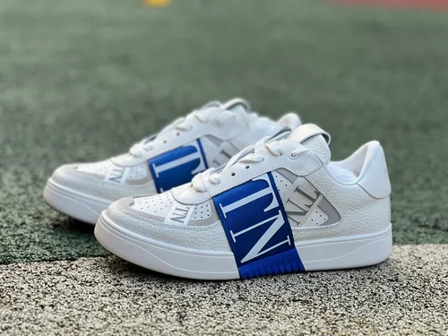 Valentino VL7N Leather Sneakers in White & Blue