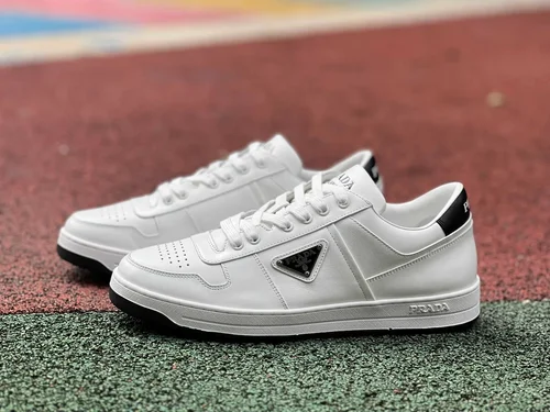 Prada Downtown White Black Leather Sneakers