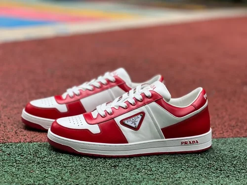 Prada Downtown White Red Leather Sneakers