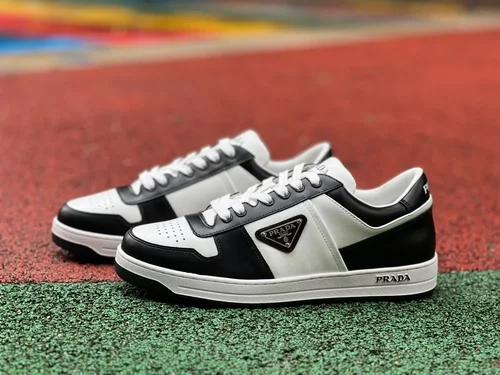 Prada Downtown Black White Leather Sneakers